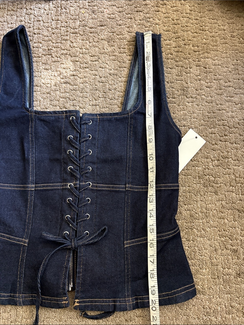 Moon River Lace-Up Detail Denim Corset Top Size Large - Picture 11 of 13